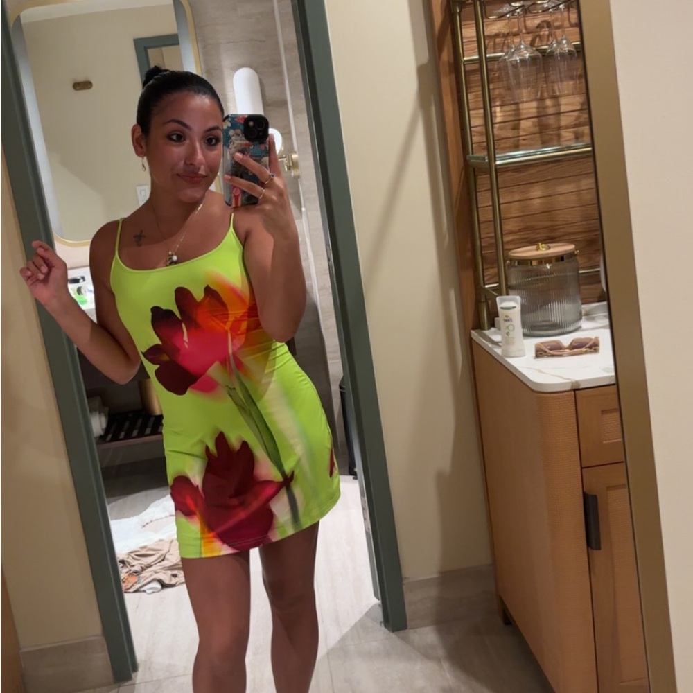 White Fox Boutique Vibrant Floral Mini Dress- worn once